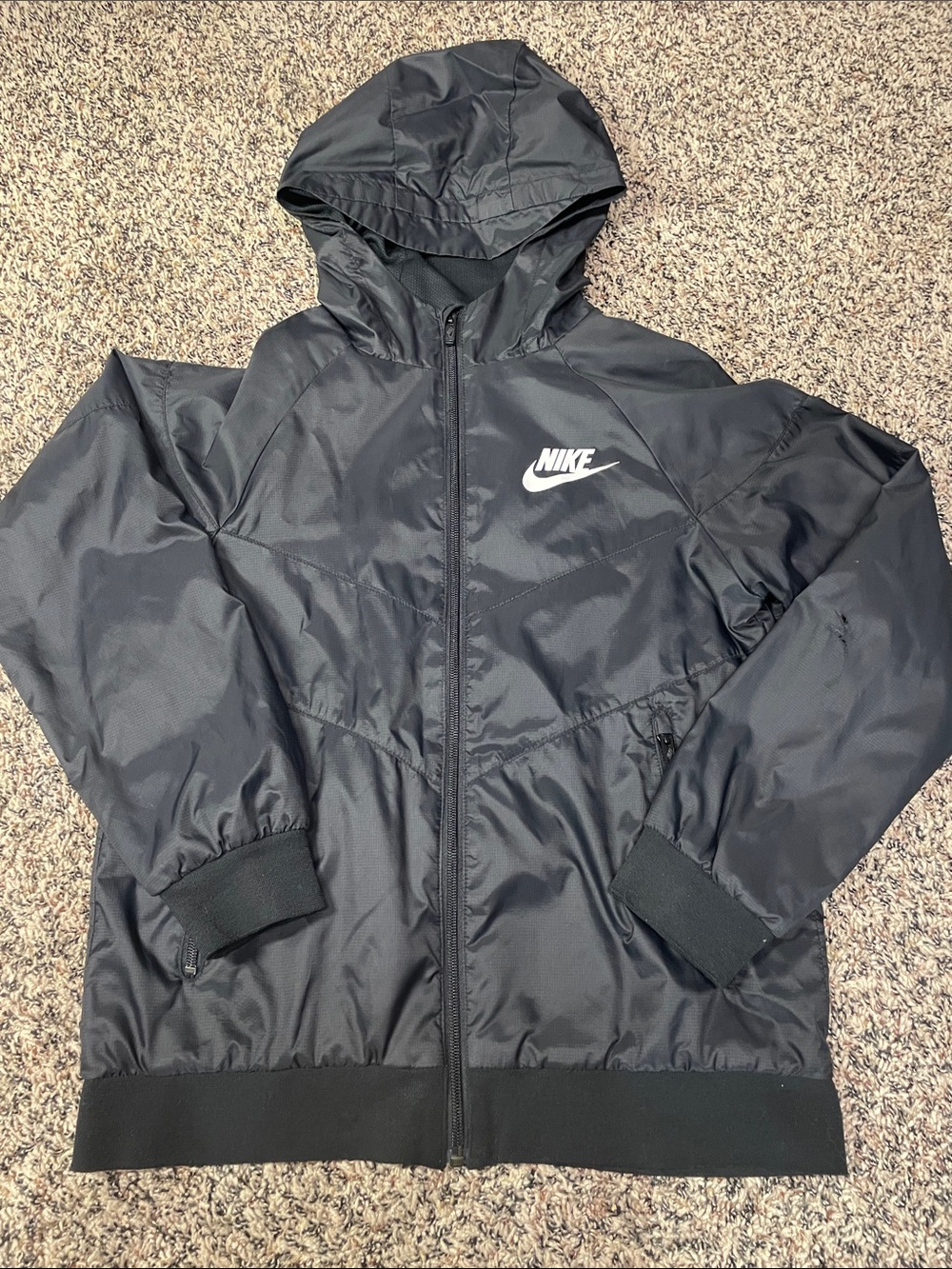 Nike Kids Black Hooded Windbreaker Jacket Boys L GUC/Flaw